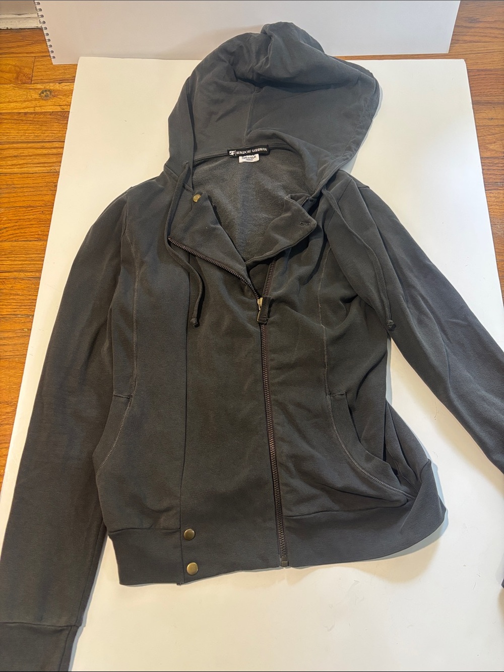 Splendid Charcoal Gray moto hoodie Hooded Zip Jacket